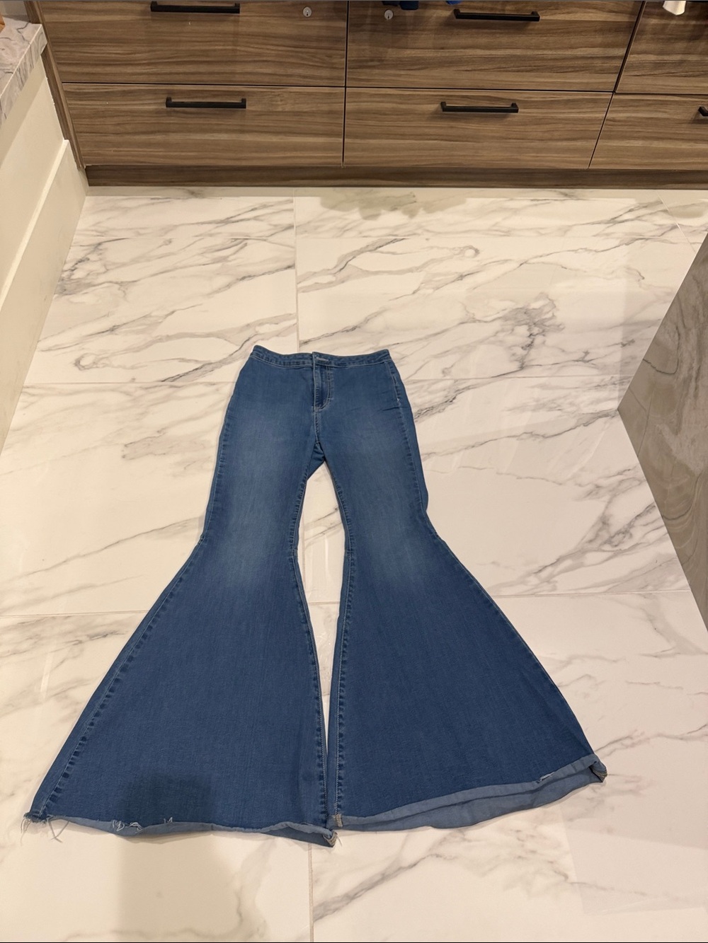 Free People Wide-Leg Flare Jeans in Blue Wash